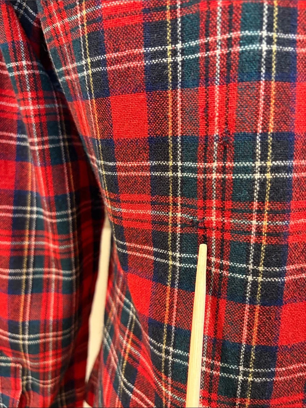 Vintage Ralph Lauren 70s Plaid Button Down Leather Patch Top size 8 *As-Is* - Picture 9 of 16